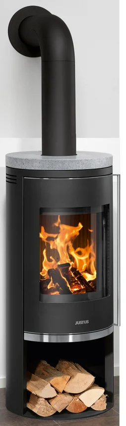Poêle à bûche JUSTUS Faro 2.0 porte fonte noir / gris, 6 kW