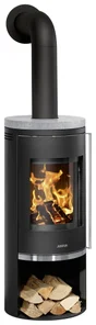 Poêle à bûche JUSTUS Faro 2.0 porte fonte noir / gris, 6 kW