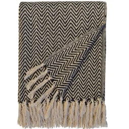 Plaid Aubin, l.130 x L.180 cm, noir et beige
