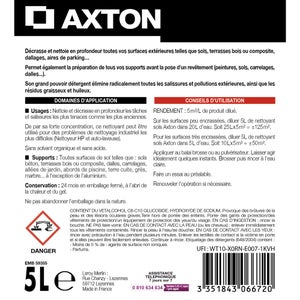 Nettoyant ultra concentrée, sols extérieurs, AXTON, 5 litres