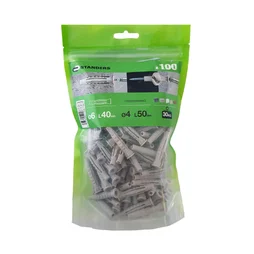 Sachet 100 chevilles multi-matériaux et vis STANDERS, diam.6 x L. 40 mm