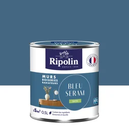 Peinture bleu seram mur, boiserie, radiateur RIPOLIN satine 0.5 l