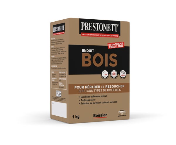 Enduit de rebouchage en poudre pour bois, PRESTONETT, 1 kg