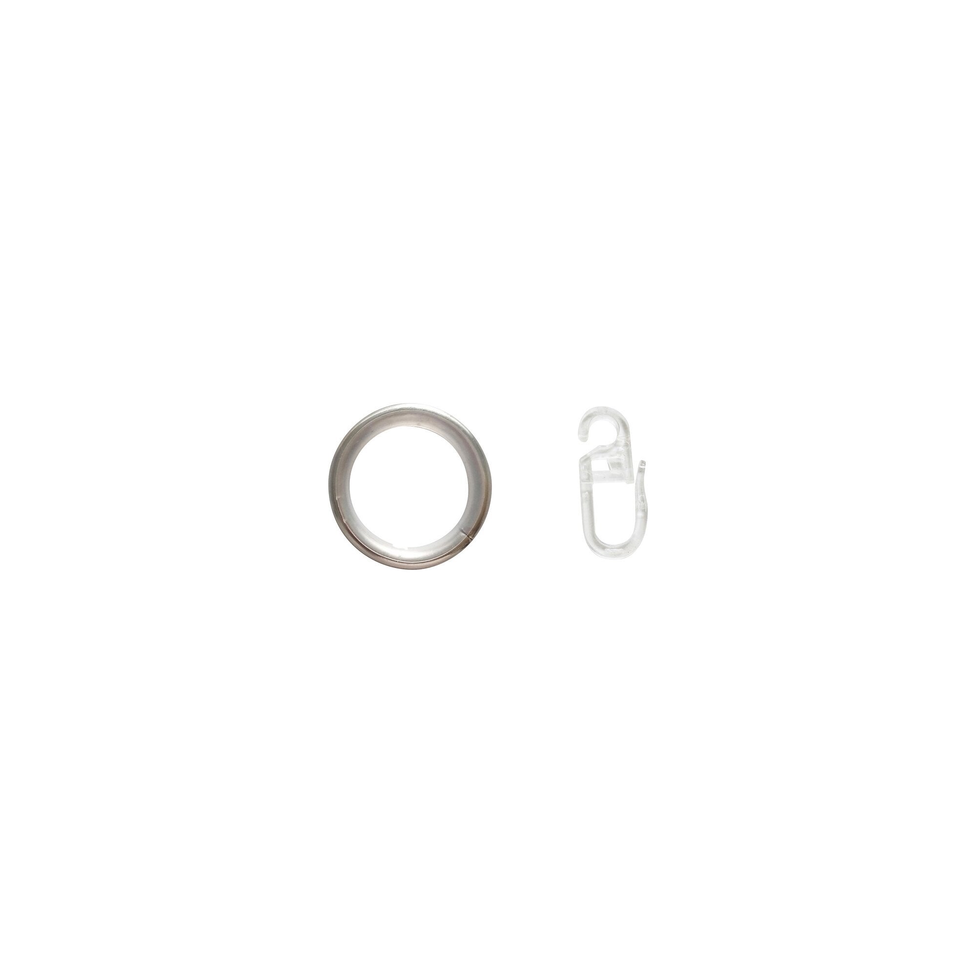 Lot de 10 anneaux et crochets tringle à rideau Kali 16 / 19 mm acier gris verni