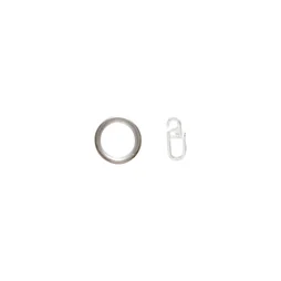 Lot de 10 anneaux et crochets tringle à rideau Kali 16 / 19 mm acier gris verni
