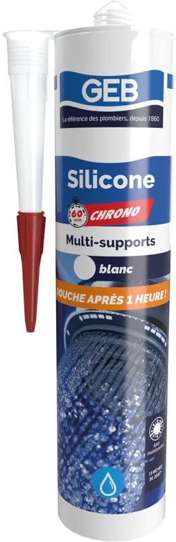 Joint silicone d'étanchéité, GEB, cuisine / salle de bains 890780, blanc, 280 ml