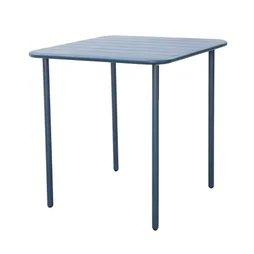 Table de jardin Café carrée bleu en acier 4 personnes