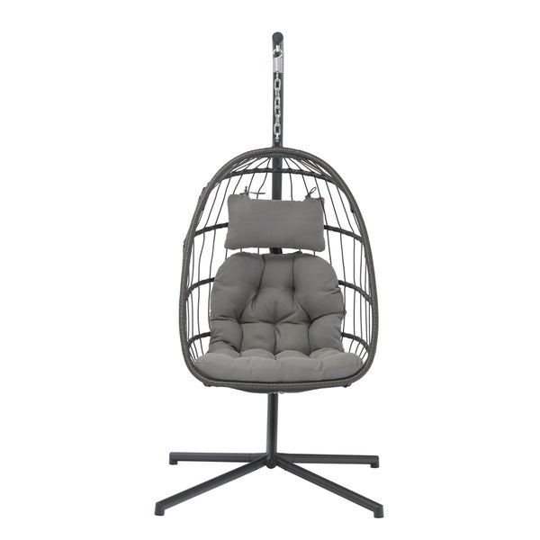 Fauteuil de jardin suspendu en forme d'œuf en acier coloris gris anthracite