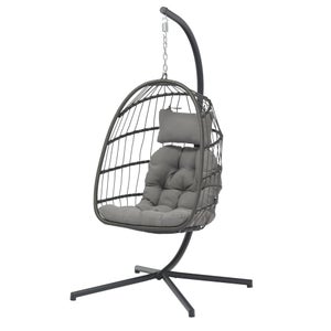 Fauteuil de jardin suspendu en forme d'œuf en acier coloris gris anthracite