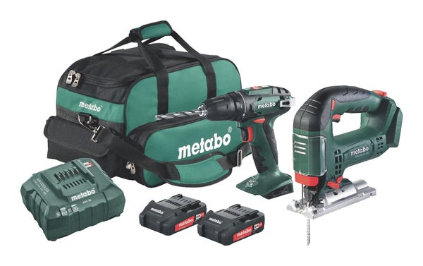 Kit de 2 outils sans fil METABO 18ltx+bs18, 18 V 2 Ah, 2 batteries