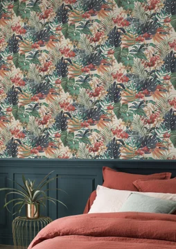 Papier peint intissé Jungle orchidée multicolore