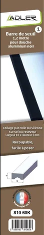 Barre de seuil pour porte de douche noir mat 120 cm