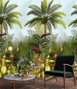 Papier peint panoramique Jungle vert l.159 x H.280 cm
