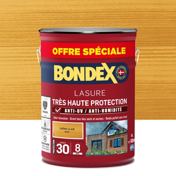 Lasure BONDEX très haute protection 8 ans chêne clair satiné 6 l