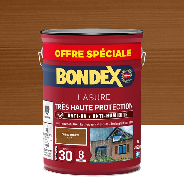 Lasure BONDEX très haute protection 8 ans chêne moyen satiné 6 l