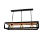 Suspension 3xE27 metal noir/bois naturel METROPOLIGHT Maxim 88 cm