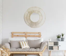 Miroir rond Borneo naturel diam.100 cm
