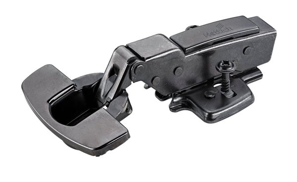 Charnière invisible acier pour meuble, amorti 1/2 applique rentrant 35 mm