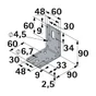 Equerre noir HETTICH, l.90 mm x P.60 cm