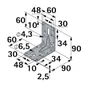 Equerre noir HETTICH, l.90 mm x P.60 cm