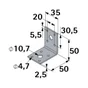 Equerre noir HETTICH, l.50 mm x P.30 cm