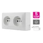 Double prise avec terre saillie, complet, LEXMAN Surface, blanc