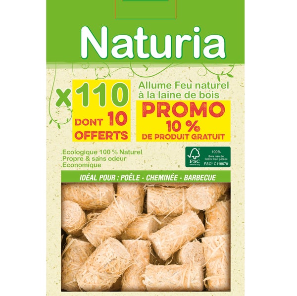 Allume feu naturel à la laine de bois, NATURIA