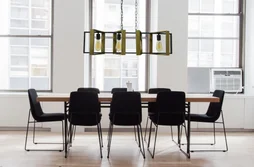 Suspension industrielle Wooli à 4 ampoules e27, C-CREATION, 60W diam. 90cm, métal noir et bois