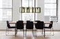 Suspension industrielle Wooli à 4 ampoules e27, C-CREATION, 60W diam. 90cm, métal noir et bois