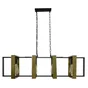 Suspension industrielle Wooli à 4 ampoules e27, C-CREATION, 60W diam. 90cm, métal noir et bois