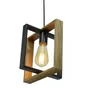 Suspension industrielle Wooli à 1 ampoule e27, C-CREATION, 60W diam. 24 cm, métal noir et bois