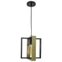 Suspension industrielle Wooli à 1 ampoule e27, C-CREATION, 60W diam. 24 cm, métal noir et bois