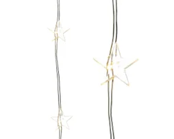 Guirlande microled etoile 40l blanc chaud 195cm cable argent 3piles aa