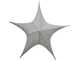 Deco Noel a suspendre polyest etoile argent paillet d180/h60cm