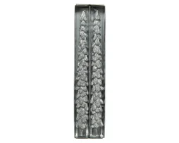 Bougie paraffine forme sapin 3h d2x25cm argent pailletee lot de 2