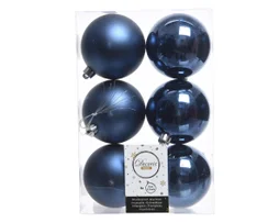 Boule Noel polystyrene d8cm bleu nuit brillant/mat x6