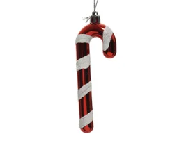 Deco Noel a suspendre plastique sucre d'orge blc/rge paillet h12cm-pc