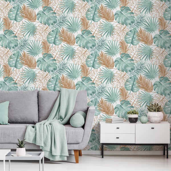 Papier peint intisse Monstera paillette vert