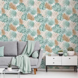Papier peint intisse Monstera paillette vert
