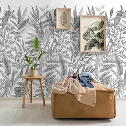 Papier peint panoramique Plante noir l.159 x H.280 cm