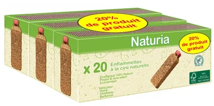 Allume feu enflamettes Naturia x 20 par 3 20% gratuit