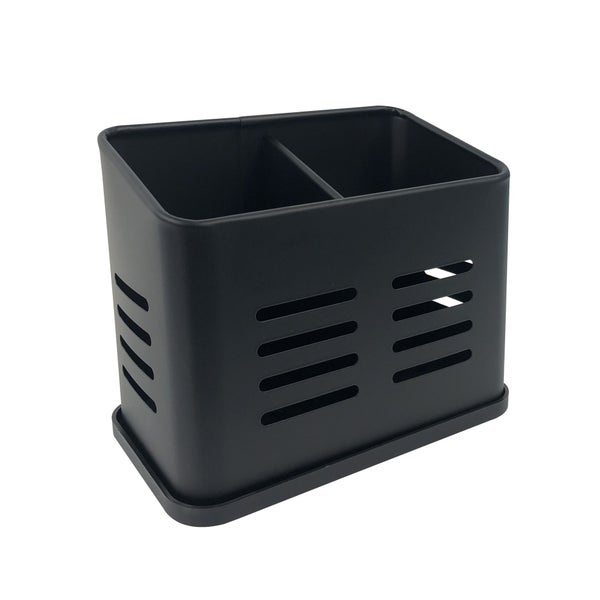 Pot range-couverts acier noir L.15.8 x H.13 cm