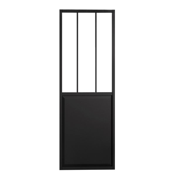 Porte coulissante Atelier en alu noir verre transparent, H.204 x l.73 cm, ARTENS