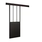 Porte coulissante Atelier en alu noir verre transparent, H.204 x l.73 cm, ARTENS