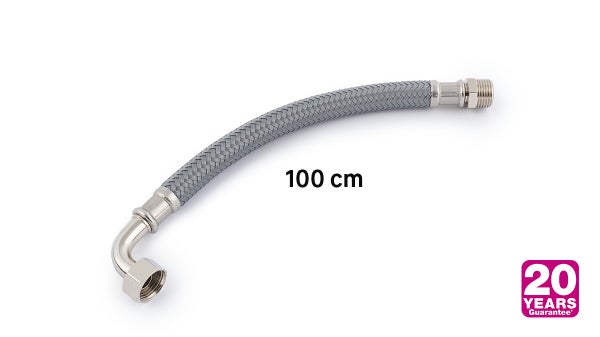 Flexible d'alimentation 100 cm coude mâle/fem 15 x 21 polyéthylène ondulé 10 ans