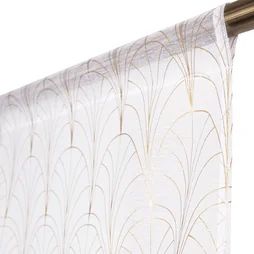 Paire de vitrages transparent Tamara blanc et dore l. 45 x H. 120 cm