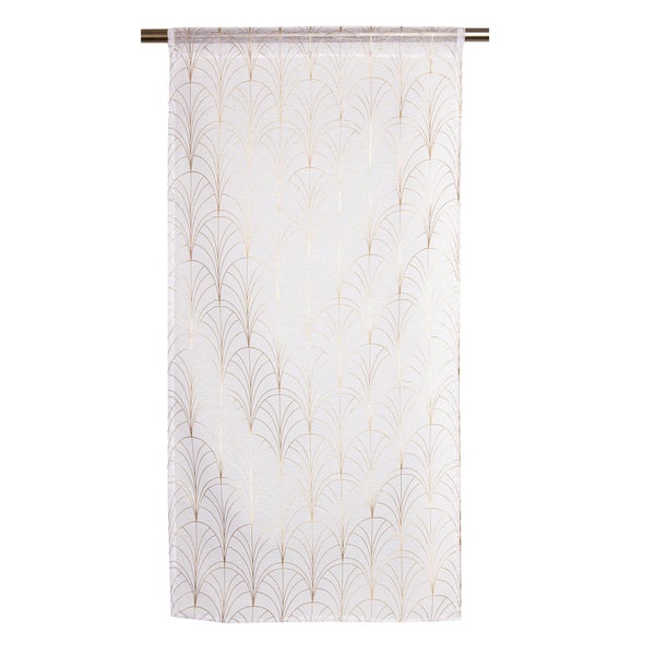 Paire de vitrages transparent Tamara blanc et dore l. 60 x H. 120 cm