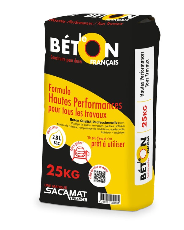 Béton prêt à l'emploi gris LE BETON FRANÇAIS C35/45, 25 kg