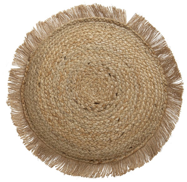 Coussin Jute frange, naturel l.40 x H.40 cm