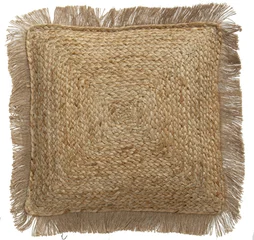 Coussin Jute frange, naturel l.40 x H.40 cm